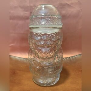 Glass Santa Claus Cookie/Candy Treat Jar Canister